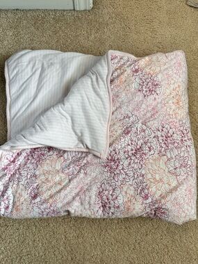 Burt's Bee Baby Organic Cotton Blanket Pink Orange (37 X 43 Inch) Floral stripes